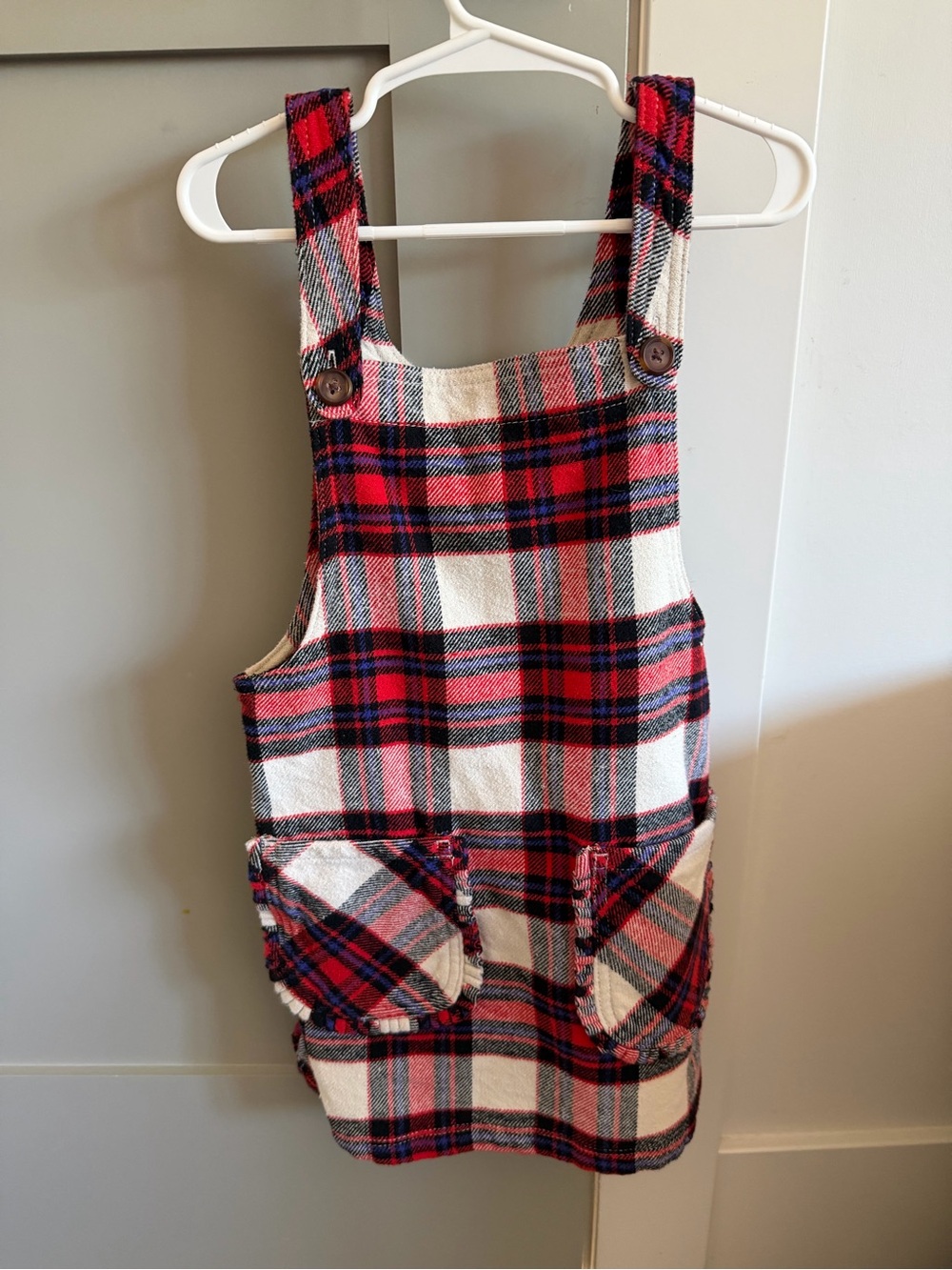 Never Worn Plaid Pinafore Dress in Red, Black & Cream
